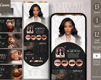 Lash Artist Acuity Scheduling Template: Luxe Beige Canva Booking Site