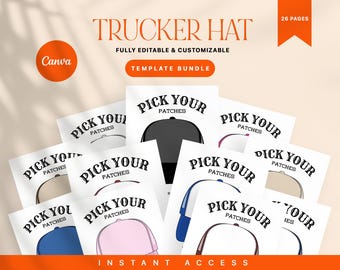 26 Piece Trucker Hat Template, Trucker Hat Template Printable, Design Patch Layout, Hat Bar Supplies, Printable Pick Your Patch Bundle