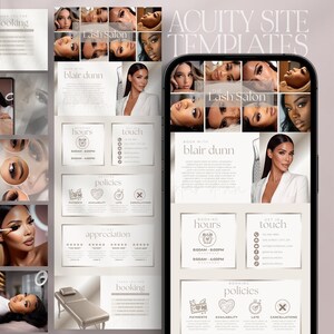 Modello di sito Cream Acuity / Pagina di prenotazione ciglia modificabile / Pianificatore Canva Soft Glam