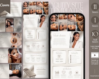 Cream Acuity Site Template | Editable Lash Booking Page | Soft Glam Canva Scheduler