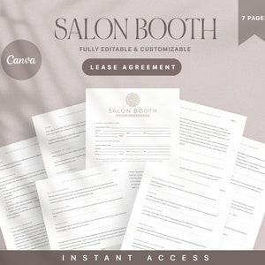 Professional Salon Booth Rental Contract, Canva Booth Rental Agreement, Salon Station Contract, Spa Rental, Salon Chair Rental, Salon Lease