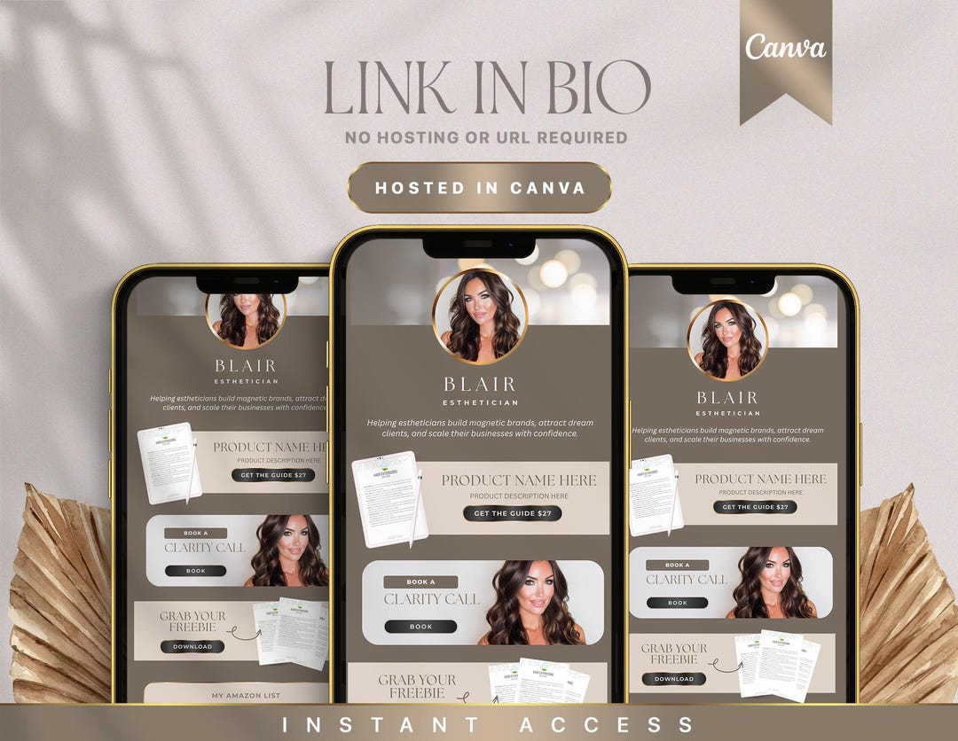 Canva Link in Bio Template: Luxe Instagram Landing Page - Etsy