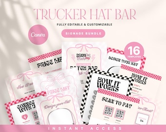 Trucker Hat Bar Signage: Editable Canva Templates (Digital Download)