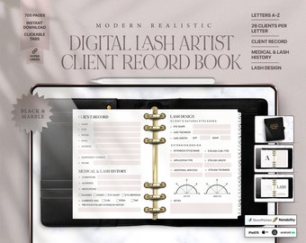 Łatwa księga klientów | Planer wizyt | Planer techników rzęs | Edytowalny szablon | Dziennik rzęs | Artysta rzęs | Mapowanie rzęs