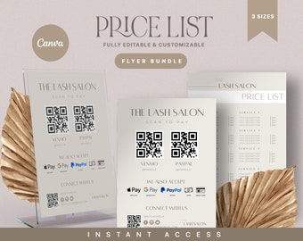 Canva Neutral Lash Price List Design Templates, Pre Made Lash Price List, Beauty Salon Price List, Lash Extension Menu Catalog, Lash Artist