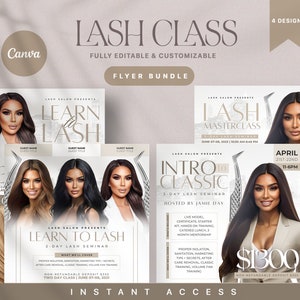Lash Class Flyer Set, Course Flyer, Lash Training Course, Book Now Training, Lash Extension Flyer, Beauty Class Flyer, Edit In Canva