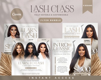 Lash klasse flyerset | Cursusflyer | Lash-training | Boek nu Training | Flyer voor wimperverlenging | Flyer voor schoonheidsklassen | Bewerken in Canva