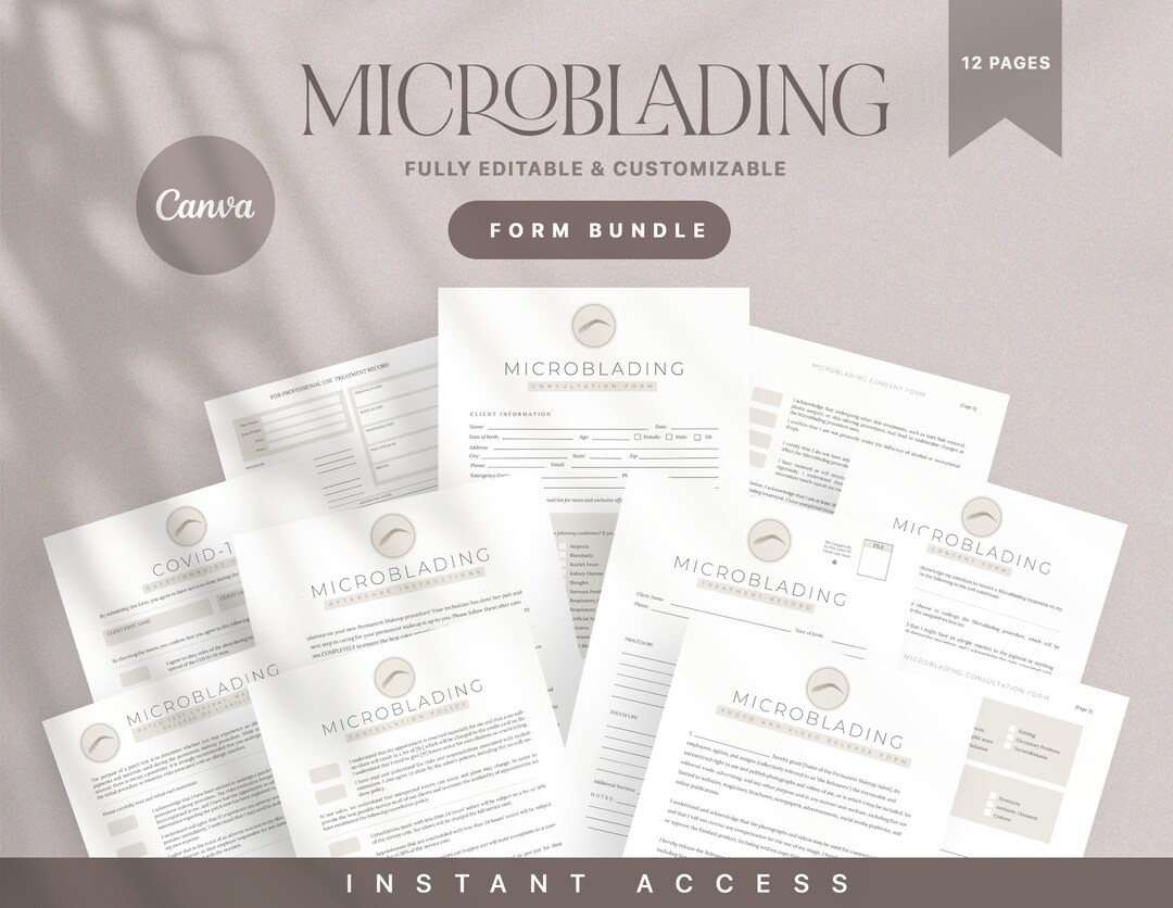 Pmu Forms Canva Microblading Forms Editable Esthetician Templates
