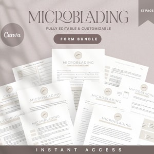 PMU Forms, Canva Microblading Forms, Editable Esthetician Templates, Microblading Forms, Beauty Salon Forms, Microblading Consultation Form