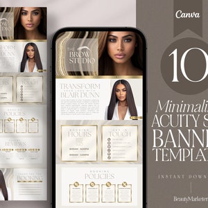 Neutral PMU Acuity Booking Site Template | Editable Canva Brow & Lash