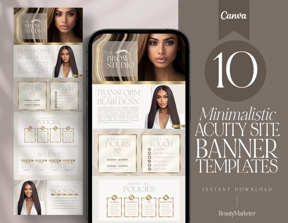 Neutral PMU Acuity Booking Site Template | Editable Canva Brow & Lash