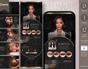 Lash Artist Acuity Scheduling Template: Luxe Beige Canva Website Design