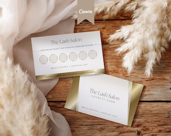 Editable Beauty Loyalty Card Template: Lash Tech, Hair Stylist (Canva PDF)