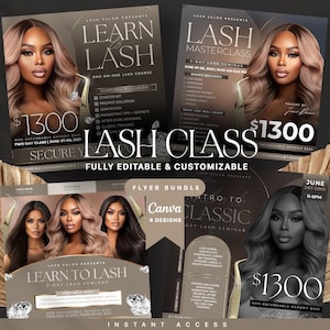 Lash Class Flyer Set | Course Flyer | Lash Training Course | Book Now Training | Lash Extension Flyer | Beauty Class Flyer | Edit In Canva