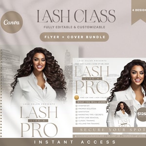 Lash Class Flyer and Manual Cover | Course Flyer | Lash Training Course | Lash Extension Flyer | Beauty Class Flyer | Edit In Canva