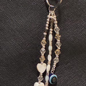 Mother of Pearl Shell Hearts,Evil Eye Multi-String Bag Charm,Healing Turtle And Angel Protection Charm,Mothers Day,Free Gift Bag