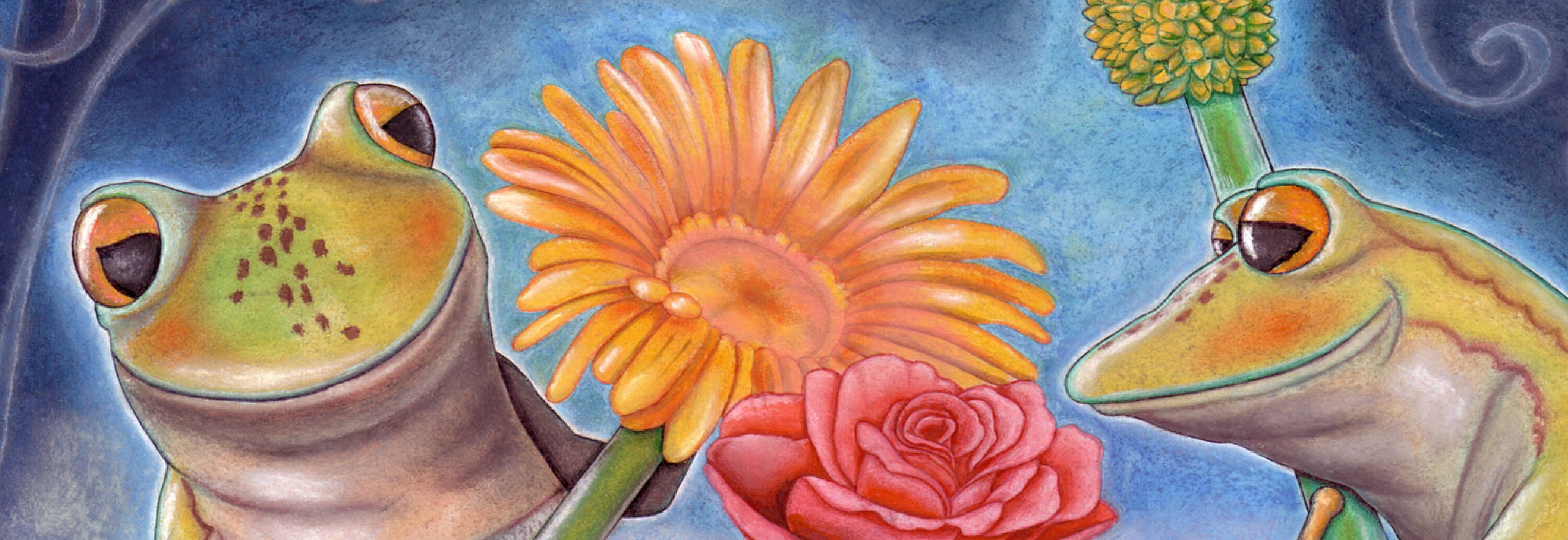 Lovely Art Print of Happy Frogs in Love Artistic Colorful Etsy