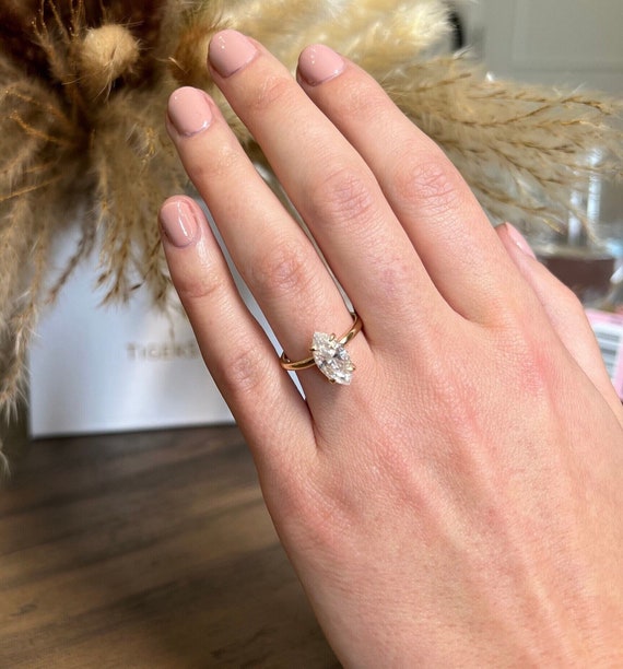 Carat Marquise Moissanite Diamond Brilliant Cut 14K - Technical View