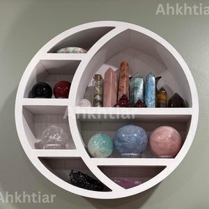 Wooden Crescent Moon Shelf | Moon Phase Shelf | Crystal Shelves | Wood Shelf Display | Moon Shelf | Geometric Shelf