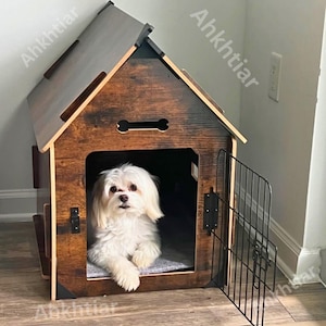 Wooden Indoor Dog & Cat House | Modern Pet Crate | Dog House Crate | Pet Furniture | Cat House | Dog Kennel Furniture | Modern Pet House
