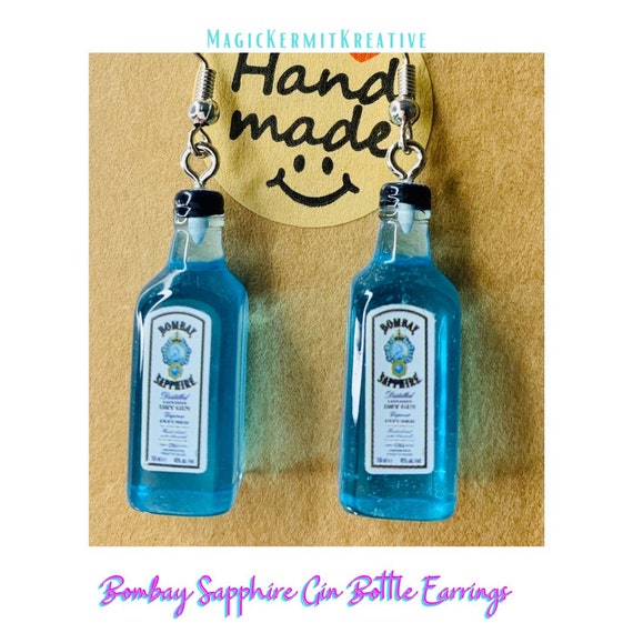 Blue Gin Bottle Style Earrings With 925 Sterling Silver - Etsy