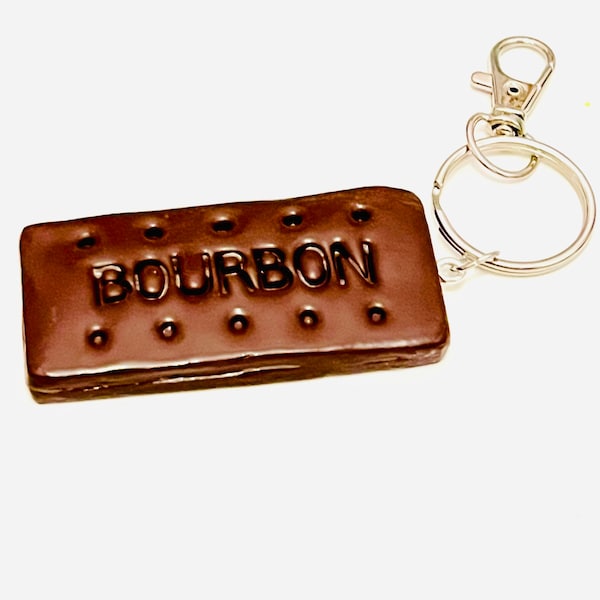 Porte-clés/porte-clés fantaisie fait main en pâte polymère Bourbon Biscuit