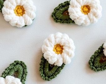 Floral Hair Clip Daisy Hair Clip Daisy Hair Snap Daisy Hair Barrettes Flower Crochet Hair Clip Unique Stocking Stuffers Cute Toddler Gift