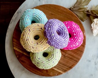 Donut Toy Pretend Kitchen Food Toy Kawai Donut Toy Play Food Stuffed Donut Crochet Montessori Toy Unique Amigurumi Sensory Toy Gift Guide