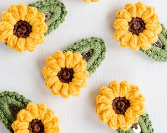 Sunflower Hair Clip Floral Hair Clip Flower Hair Snap Kids Sunflower Hair Barrettes Crochet Hair Clip Boho Hair Accessories Boho Women Gift