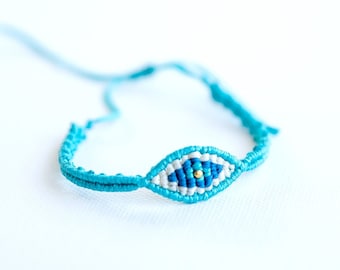 Evil Eye Bracelet Woven Bracelet Mal De Ojo Bracelet Protection Bracelet Bead Evil Eye Talisman Good Luck Jewelry Positive Energy Bracelet