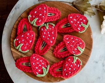 Strawberry Hair Clip Cute Kawai Hair Snap Kawai Fruit Hair Barrettes Cute Crochet Hair Clip Unique Stocking Stuffers Unique Toddler Gift