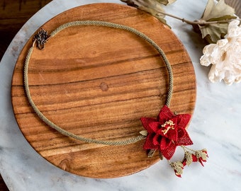 Mothers Day Gift Floral Necklace Statement Necklace Lace Necklace Boho Jewelry Embroidery Wedding Women Flower Pendant Botanical Jewelry