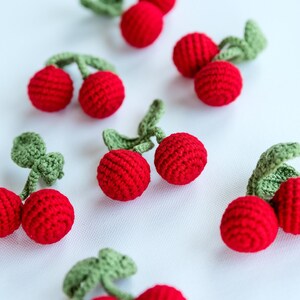 Cherry Toy Pretend Kitchen Food Toy Kawai Cherry Toy Play Food Stuffed Cherry Crochet Montessori Toy Unique Amigurumi Sensory Toy Gift Guide