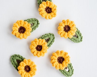 Sunflower Hair Clip Floral Hair Clip Flower Hair Snap Kids Sunflower Hair Barrettes Crochet Hair Clip Boho Hair Accessories Boho Women Gift