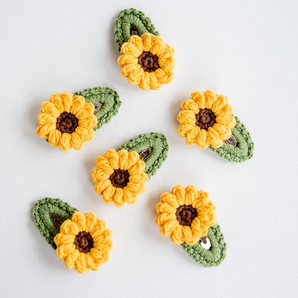 Sunflower Hair Clip Floral Hair Clip Flower Hair Snap Kids Sunflower Hair Barrettes Crochet Hair Clip Boho Hair Accessories Boho Women Gift