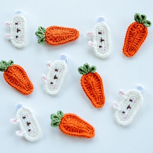 Rabbit Hair Clip Carrot Hair Snap Rabbit Carrot Hair Barrettes Cute Animal Crochet Hair Clip Unique Stocking Stuffers Unique Toddler Gift Whole Set (2 Clips)