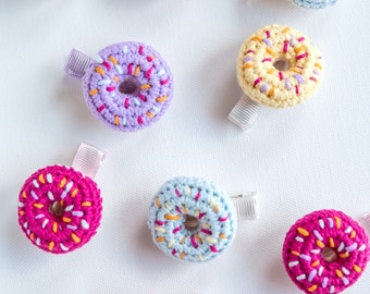 Donut Hair Clip Donut Hair Snap Hair Barrettes Cute Crochet Hair Clip Cute Toddler Unique Stocking Stuffers Unique Girl Toddler Gift