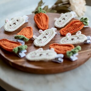 Rabbit Hair Clip Carrot Hair Snap Rabbit Carrot Hair Barrettes Cute Animal Crochet Hair Clip Unique Stocking Stuffers Unique Toddler Gift image 3