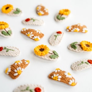 Floral Hair Clip Daisy Hair Snap Rose Hair Barrettes Sunflower Hair Clip Crochet Hair Clip Amigurumi Hair Accessories Unique Toddler Gift