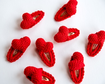 Heart Hair Clip Red Heart Hair Clip Heart Shaped Hair Snap Kawai Heart Hair Barrette Cute Crochet Hair Clip Valentines Day Gift Toddler Gift