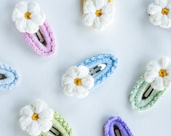 Daisy Hair Clip Floral Hair Clip Daisy Hair Snap Daisy Hair Barrettes Flower Crochet Hair Clips Unique Stocking Stuffers Unique Toddler Gift