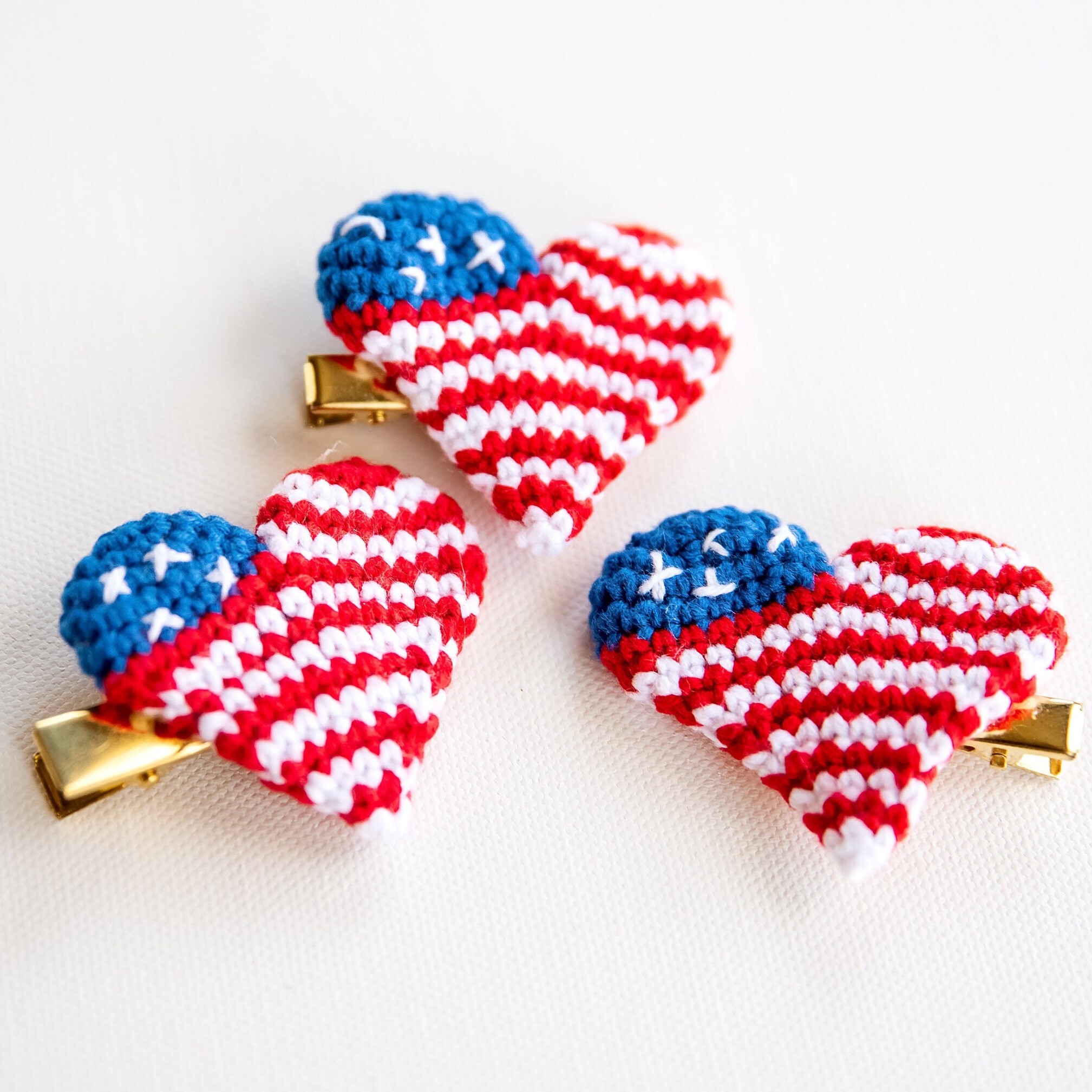 American Flag Bow Barrette Hair Clip - Red main image 0