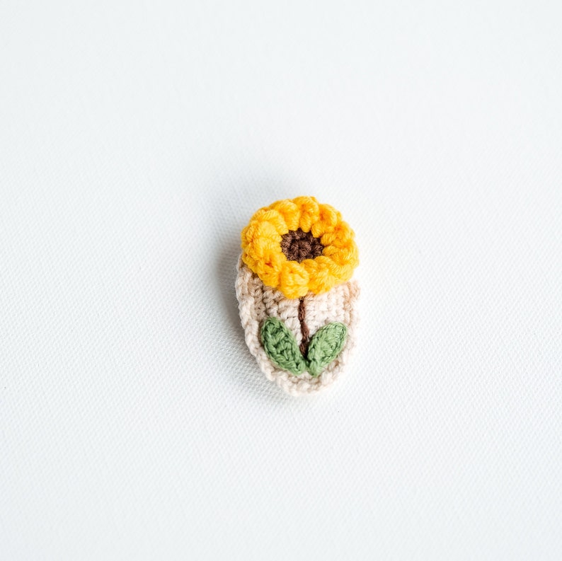 Floral Hair Clip Daisy Hair Snap Rose Hair Barrettes Sunflower Hair Clip Crochet Hair Clip Unique Stocking Stuffers Unique Toddler Gift 1 Sunflower Clip