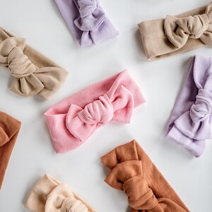 Diadema de bebé con nudo superior, diadema de punto acanalado con lazo, turbante elástico para la cabeza, lazo para el cabello de niña pequeña, diadema para recién nacida, regalo para baby shower, lindo relleno para calcetín navideño.