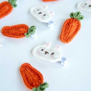 Rabbit Hair Clip Carrot Hair Snap Rabbit Carrot Hair Barrettes Cute Animal Crochet Hair Clip Unique Stocking Stuffers Unique Toddler Gift image 5