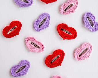 Heart Hair Clip Heart Shaped Hair Snap Kawai Heart Hair Barrette Red Heart Hair Clip Cute Crochet Hair Clip Valentines Day Gift Toddler Gift