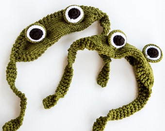 Frog Headband 3D Frog Eye Headband Green Frog Headband Kawai Animal Hairband Cute Crochet Frog Headwear Unique Stocking Stuffers Kawai Gift