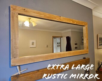 Extra Large Reclaimed Wood Mirror | Rustic Farmhouse Wall Decor
