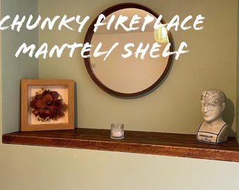 Chunky Fireplace Mantel/ Shelf | Rustic | Scandinavian Redwood | Chunky Wood | Deep Shelves | Chunky Solid Wood Shelves