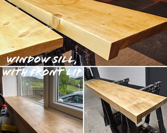 Rustic Window Sills, with Front Lip | Window Ledge Shelf | Farmhouse Decor | Wood Display Stand | Bathroom Sill | Plant Stand